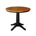 International Concepts Round Pedestal Table, 36 in W X 48 in L X 30.1 in H, Wood, Black/Cherry K57-36RXT-27B